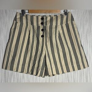 People Tree Beige and Black Striped High Waist Shorts
